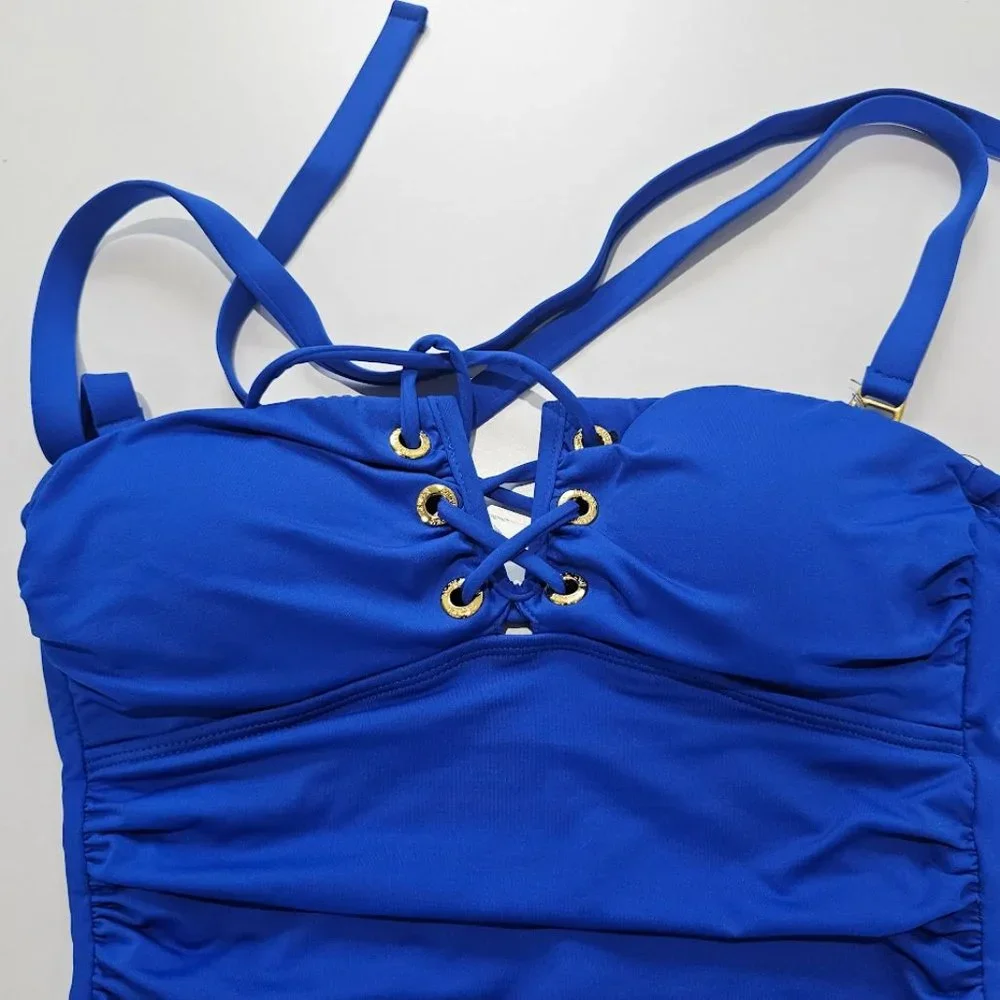 Lauren Ralph Lauren Lace-up Bandeau Tummy-Control One-Piece Swimsuit Siz… - Picture 6 of 11